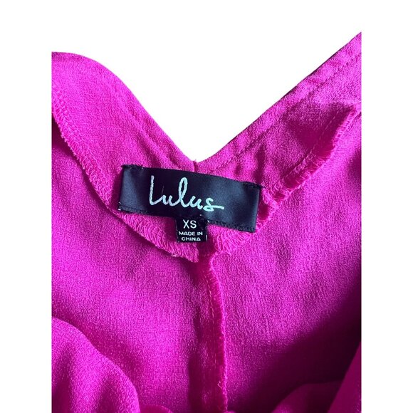 Lulus Sweet Surprise Bright Pink Asymmetrical Hem Maxi Dress Spaghetti Straps XS - Picture 6 of 10